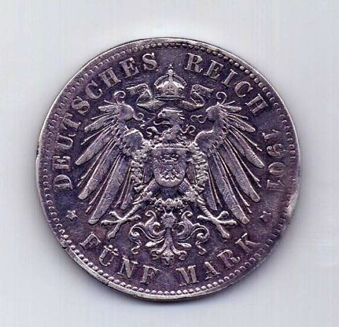 5 марок 1901 Саксония Редкий год