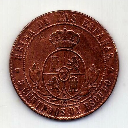 5 сантимов 1868 Испания XF