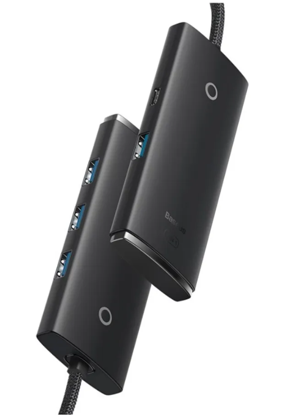 Хаб Baseus Lite Series 4-Port USB-A HUB Adapter (USB-A to USB 3.0x4 ) 25 см Black (WKQX030001)