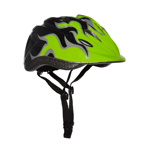 Шлем детский RGX Flame черный-зеленый с регулировкой размера, размер (50-57)