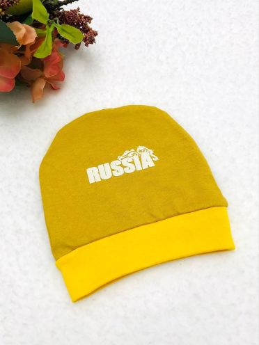 Шапка футер "Russia" A-SH010-ITn, цвет горчичный
