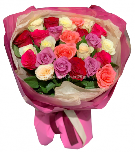 Букет из 25 или 51 разноцветной розы (от 83 руб.)