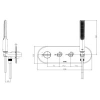Внешняя часть термостатического смесителя для душа Bossini APICE с прямоугольным ручным душем Z00523 схема 2