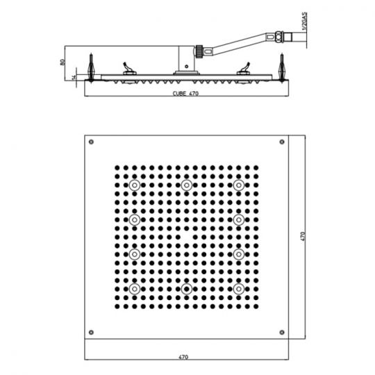 Верхний душ с подсветкой Bossini Dream квадратный 1 режим H37453 схема 2