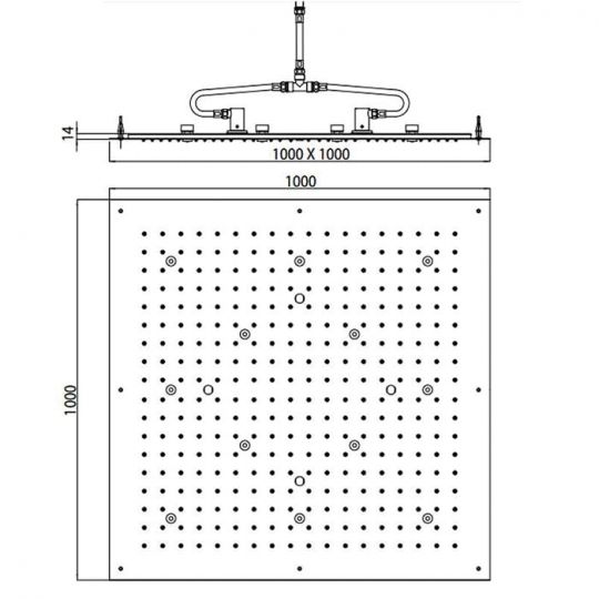 Верхний душ с подсветкой Bossini Dream XL квадратный 1 режим WI0383 схема 2