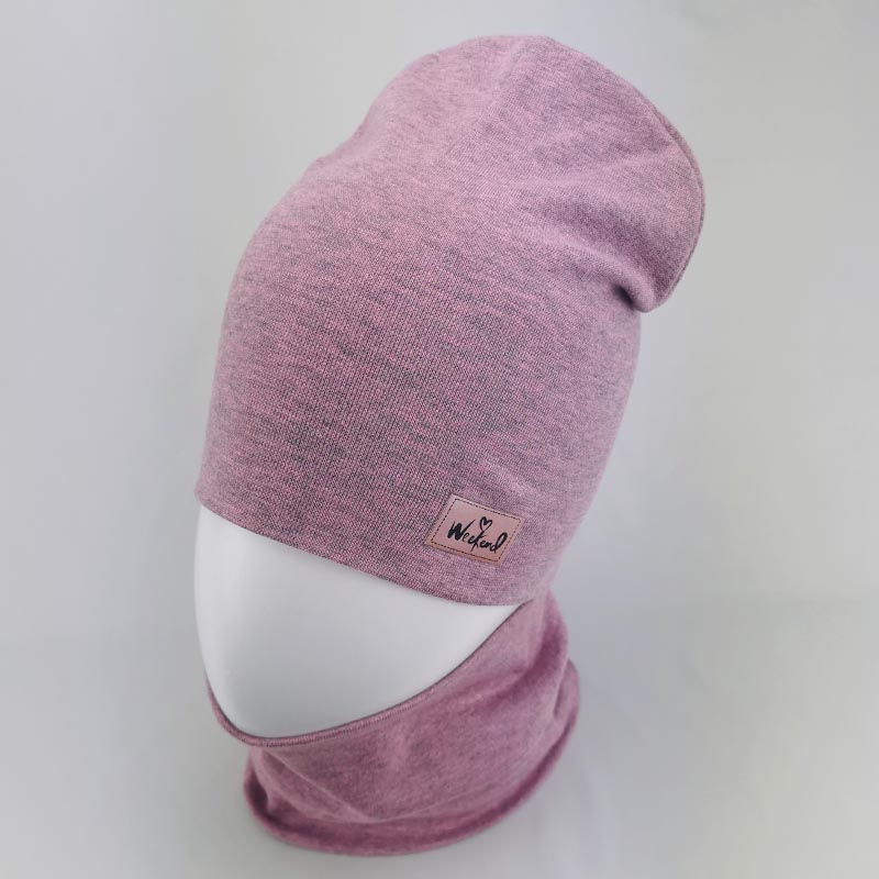 вд1642-47м Комплект двойной трикотажный шапка/снуд WeekEnd розово-серый меланж