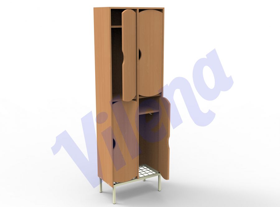 Шкаф двухъярусный 2-секционный с фигурными дверками на металлокаркасе