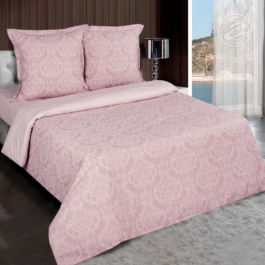«Византия (Розовый)» (DE LUXE "Радуга") постельное белье Поплин 2-х спальный с евро