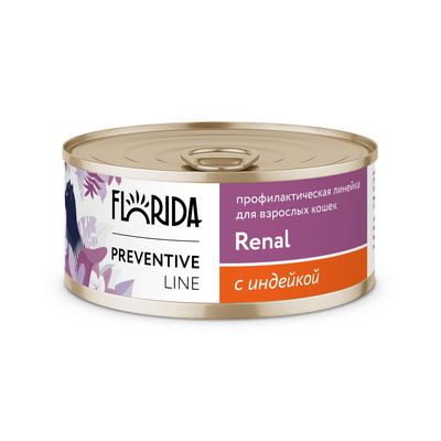 Влажный корм для кошек Florida Preventive Line Renal с индейкой 100 гр