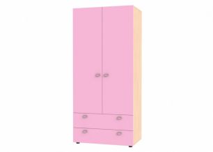 Шкаф с ящиками GK Дуб молочный Розовый