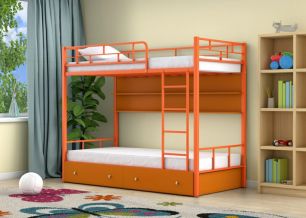 Двухъярусная кровать Ницца Оранжевый ящики полка Оранжевый