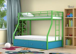 Двухъярусная кровать Милан Зеленый ящики Голубой