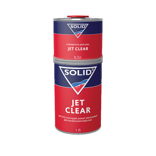 Solid JET CLEAR Двухкомпонентный экспресс лак 2+1 (в комплекте с отвердителем), 1л. + 500мл.