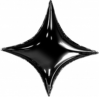Звезда четырёхконечная чёрная шар фольгированный с гелием