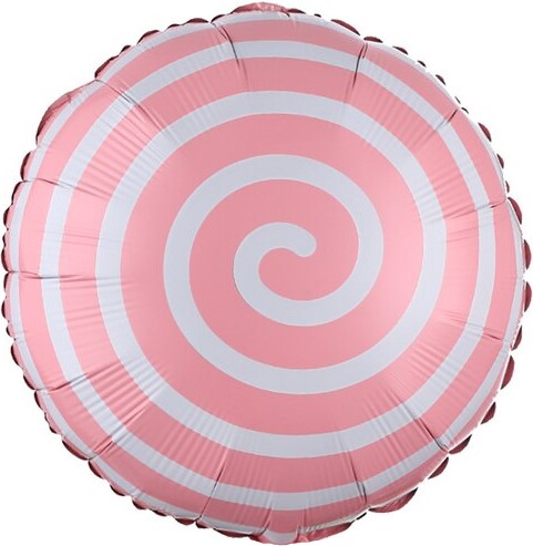 Спиралька розовая шар фольгированный с гелием
