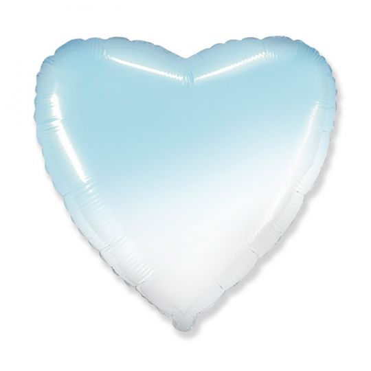 Сердце голубое омбре шар фольгированный с гелием