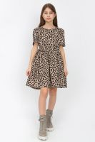 Платье Леопард короткий рукав-фонарик арт. ПЛ-372 [леопард]