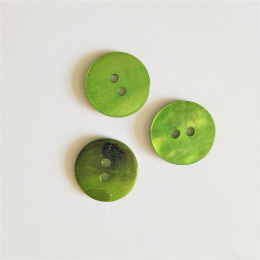 Пуговицы перламутр (ракушка) цвет зеленый 2 прокола Разные размеры C-RAG20