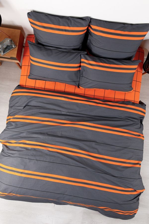 Поплин 2-х спальный с евро [в ассортименте] Оранж простыня на резинке постельное белье