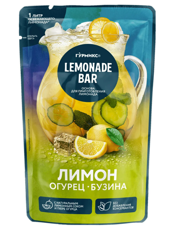 ГУРМИКС Основа для приготовления лимонада ЛИМОН ОГУРЕЦ БУЗИНА 150мл