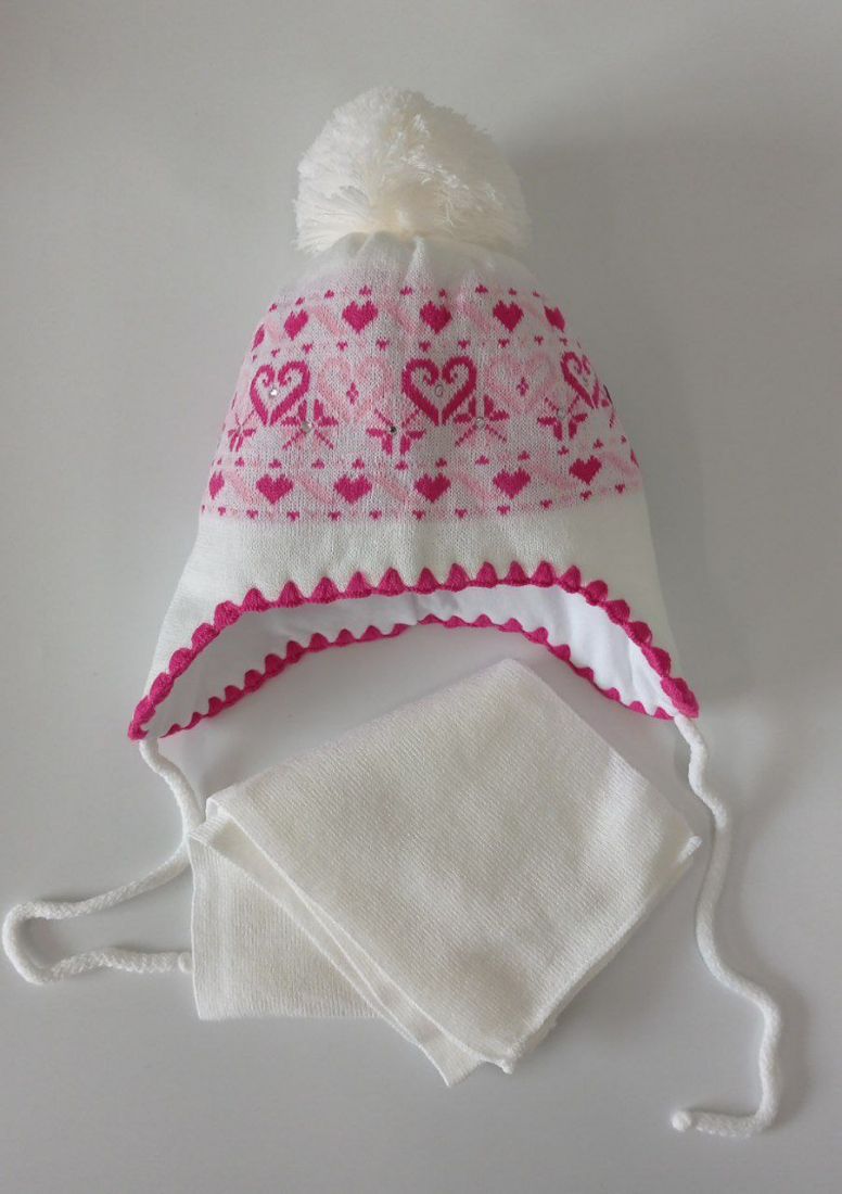 Зимняя шапка и шарф для девочки 2-4 года