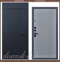 Входная металлическая дверь СЛИМ с фрамугой Чёрный софт / Светло-серый 110 мм Россия