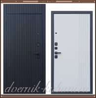 Входная металлическая дверь СЛИМ с фрамугой Чёрный софт / Белый матовый 110 мм Россия