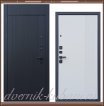 Входная металлическая дверь СЛИМ с фрамугой Чёрный софт / Белый матовый 110 мм Россия