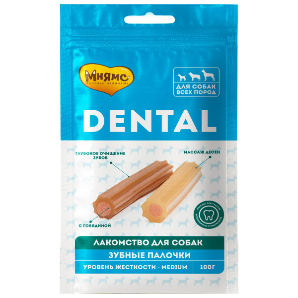 Лакомство для собак Мнямс Dental Зубные палочки с говядиной 100 гр