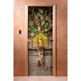 Дверь стеклянная для сауны и бани DW с фотопечатью A011