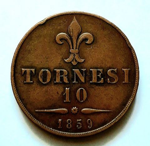 10 торнеси 1859 Неаполь Сицилия AUNC