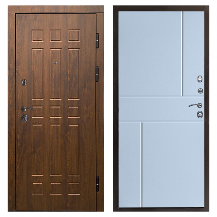Входная дверь Termo-door Афина Дуб Горизонт белый Металлическая