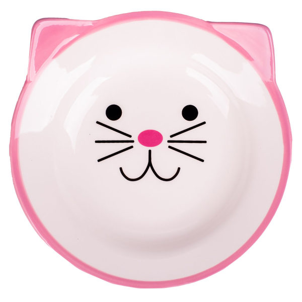 Миска для кошек Mr.Kranch Мордочка кошки розовая керамическая 150 мл