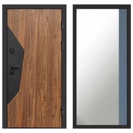 Входная дверь Termo-door Авангард BLACK Широкое Зеркало Фацет Грей Софт Металлическая