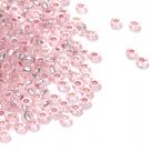 фото бисер чехия 08273 розовый сольгель с серебряной серединкой