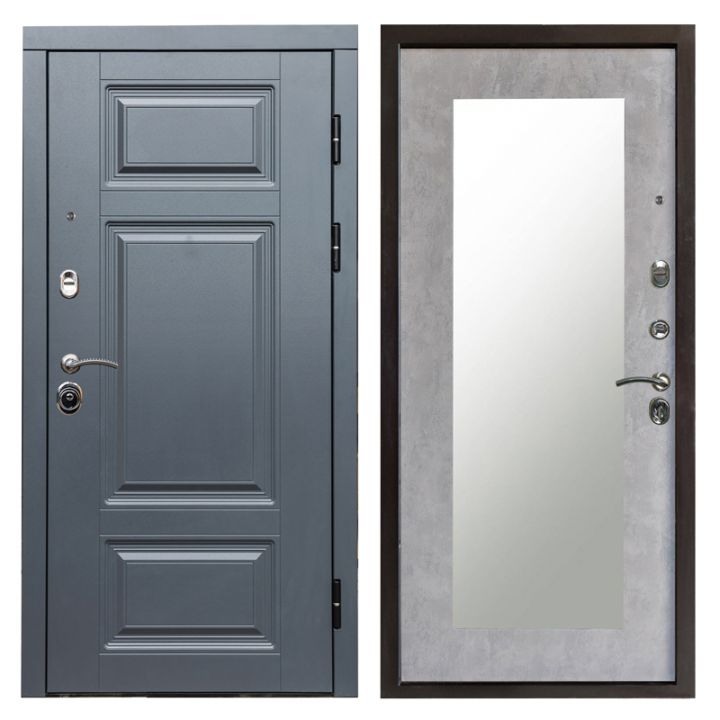 Входная дверь Termo-door Премиум Grey Зеркало триумф бетон светлый Металлическая