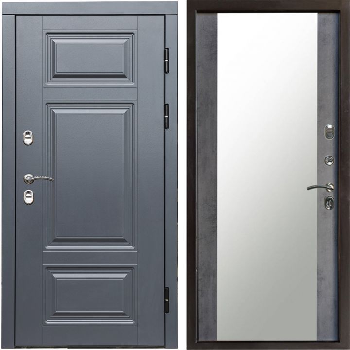 Входная дверь с терморазрывом Termo-door (Термодор) Премиум Grey Зеркало Бетон темный Металлическая