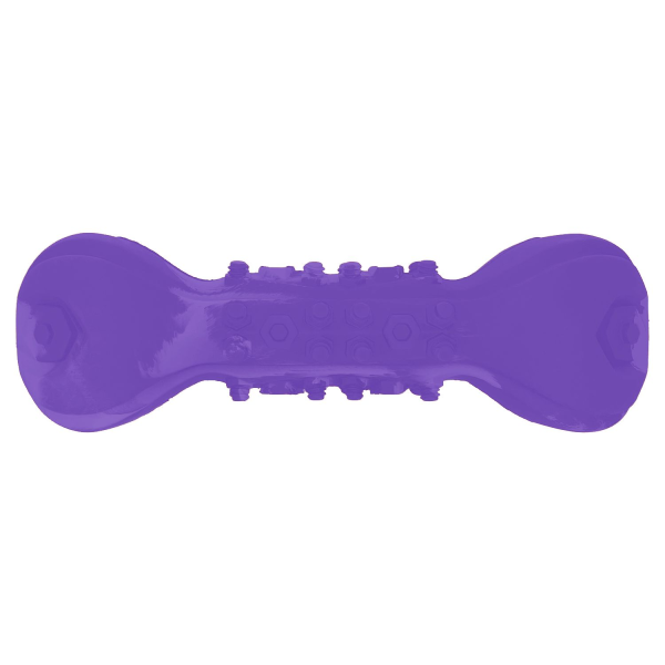 Игрушка для собак Mr.Kranch Гантель дентальная с пищалкой фиолетовая с ароматом сливок 22 см