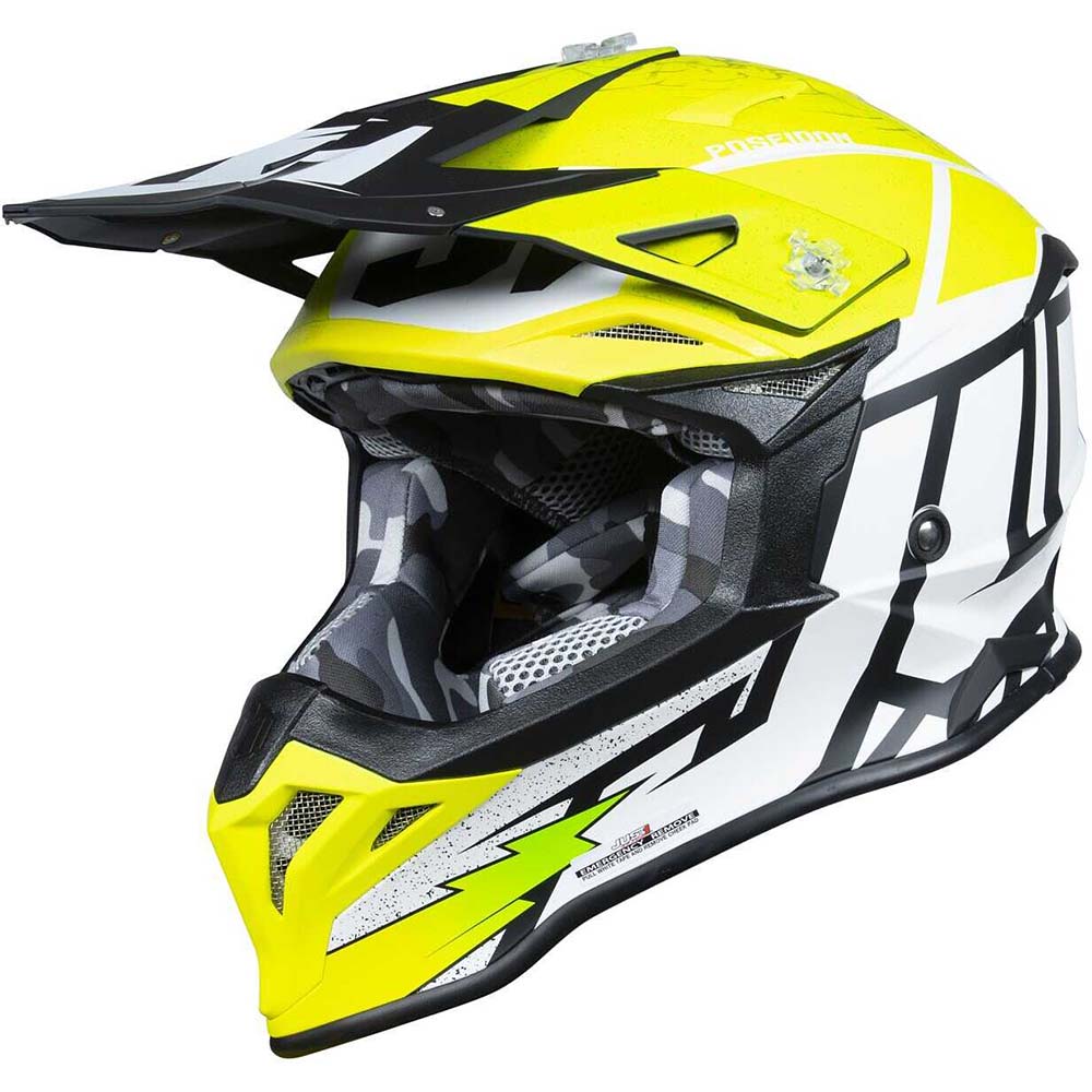 Just1 J39 Poseidon Fluo Yellow Black White шлем для мотокросса и эндуро