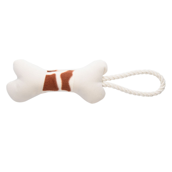 Игрушка для собак Mr.Kranch Косточка с канатом бежево-пятнистая 31х9х4 см