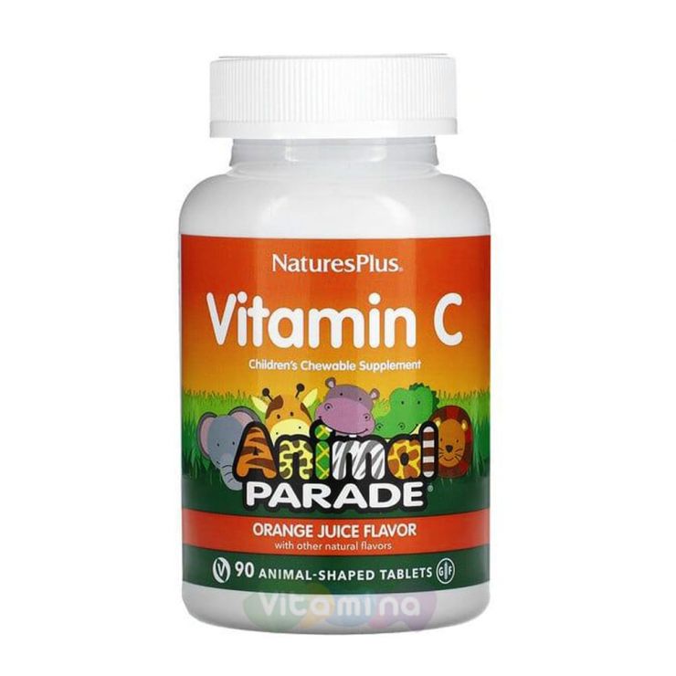 Nature's Plus Animal Parade Витамин C, вкус натурального апельсинового сока, 90 шт