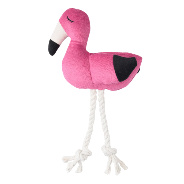 Игрушка для собак Mr.Kranch Фламинго с канатом и пищалкой ярко-розовый 24х13.5х6 см