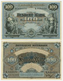 Германская Империя - 100 марок 1900 года Bayerische Notenbank #2045239 Msh Oz