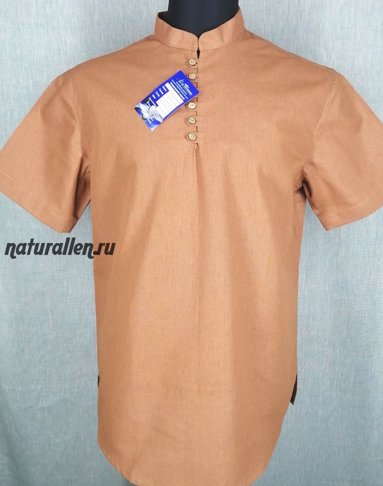 Рубашка мужская кирпичного цвета (100 % лён)