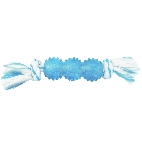 Игрушка для собак CanineClean Палочка голубая синтетическая резина с канатом с ароматом мяты 25 см
