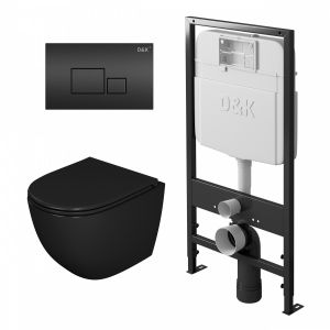 Комплект подвесной унитаз + система инсталляции D&K Matrix черная клавиша DS1392502