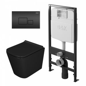 Комплект подвесной унитаз + система инсталляции D&K Berlin черная клавиша DS1432502