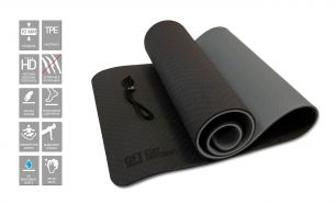 Коврик для йоги двухслойный TPE Original Fittools FT-YGM10-TPE-BCGY черно-серый (10 мм) 