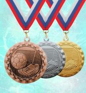 Наградной комплект из 3-х медалей 50мм футбол F-413