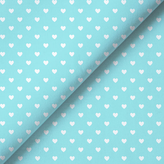 Хлопок - Белые сердечки на голубом 25х75 см limit